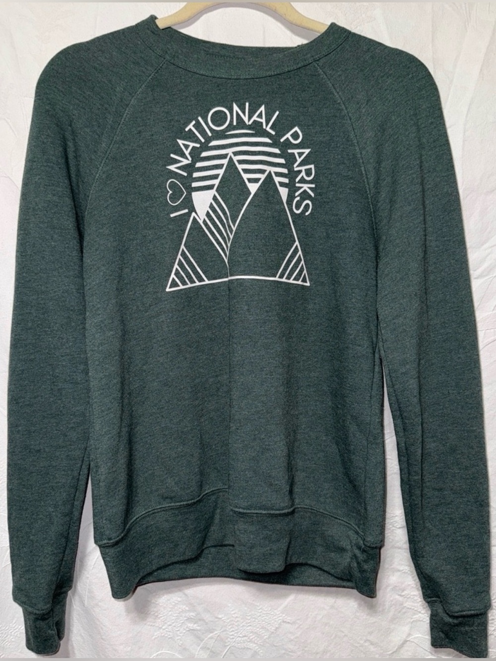 Crewneck Sweater - Forest Green "I ♥ National Parks" XS
